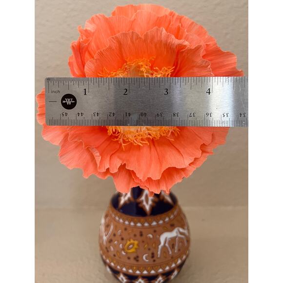 Handmade Crepe paper Iceland Poppies- Coral Charm 90 Gram - Picture 3 of 4